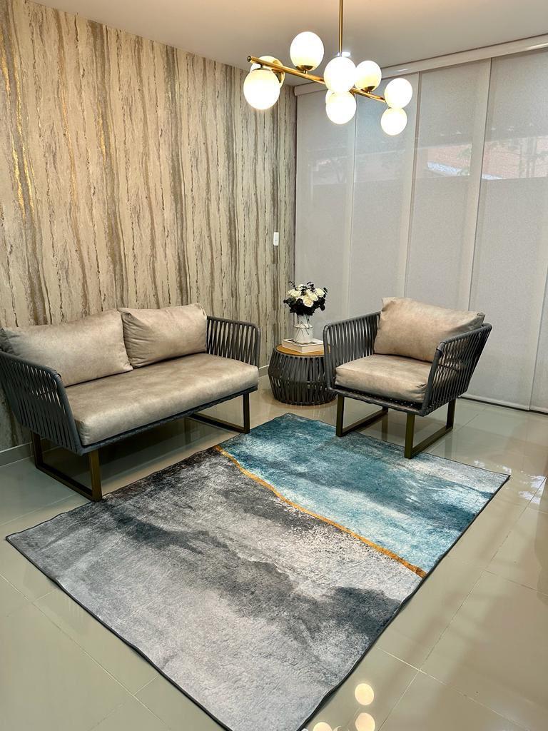 Tapete azul oro claro, alfombra, hogar moderno 150*200 cm