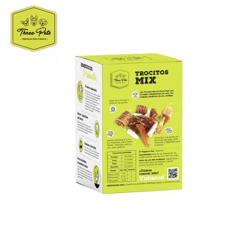 Snack Para Perro Three Pets Trocitos de cola, rila, tráquea y tendones de res horneados x 620 g