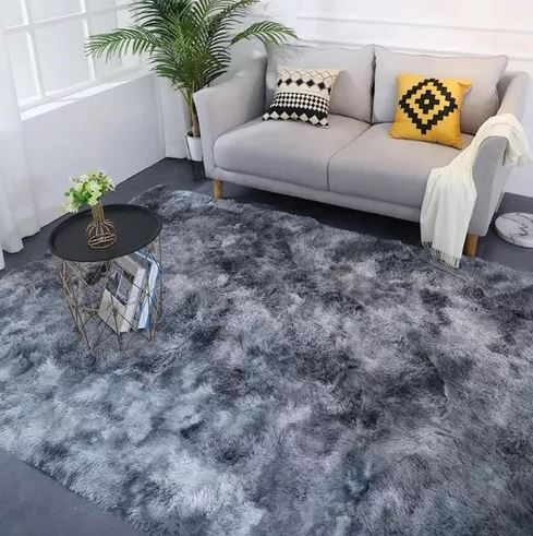 Tapete gris oscuro jaspeado Alfombra Peludo 150 Cm * 200 Cm