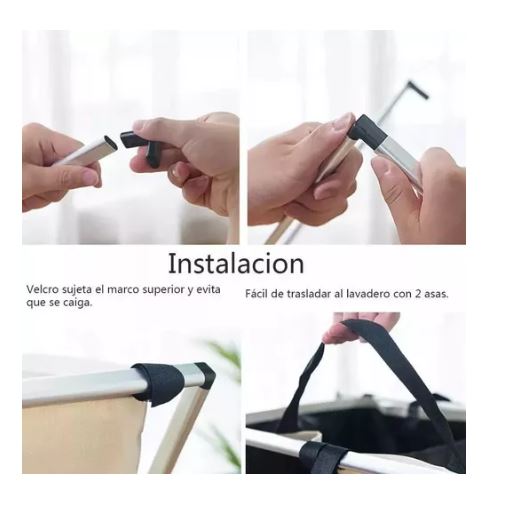 Organizador De Ropa Sucia Con 3 Compartimientos Color Neutro Liso