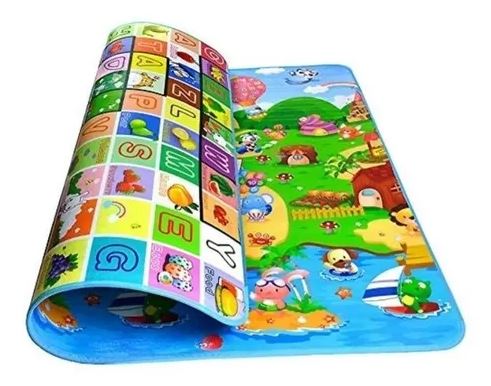 Tapete De Juego Grande Doble Faz Para Bebé 200x180 Cm Gateo