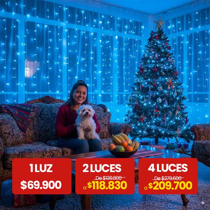 Luz cortina navidad de 9 mts x 45 cm