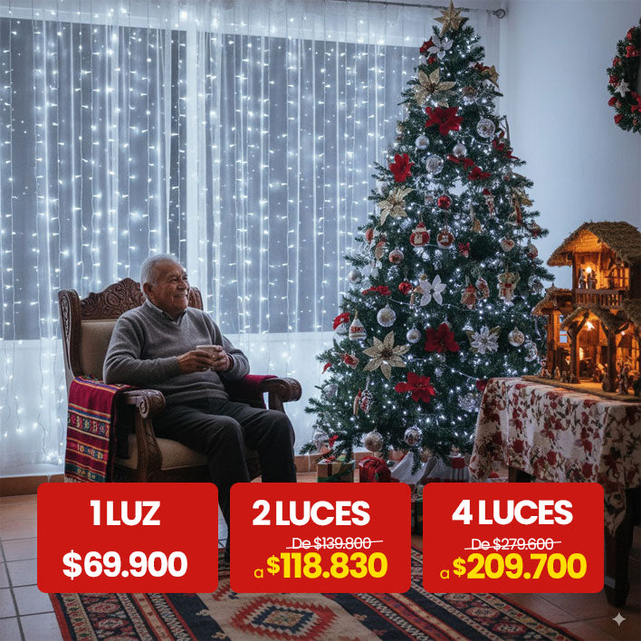 Luz cortina navidad de 9 mts x 45 cm