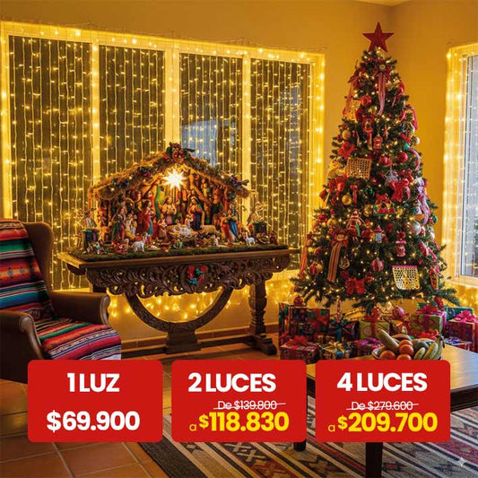 Luz cortina navidad de 9 mts x 45 cm