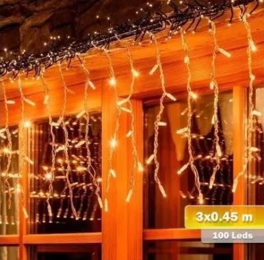 Luz Cortina Led 3m X 45 Cm 100 Led Luces De Navidad Navideña