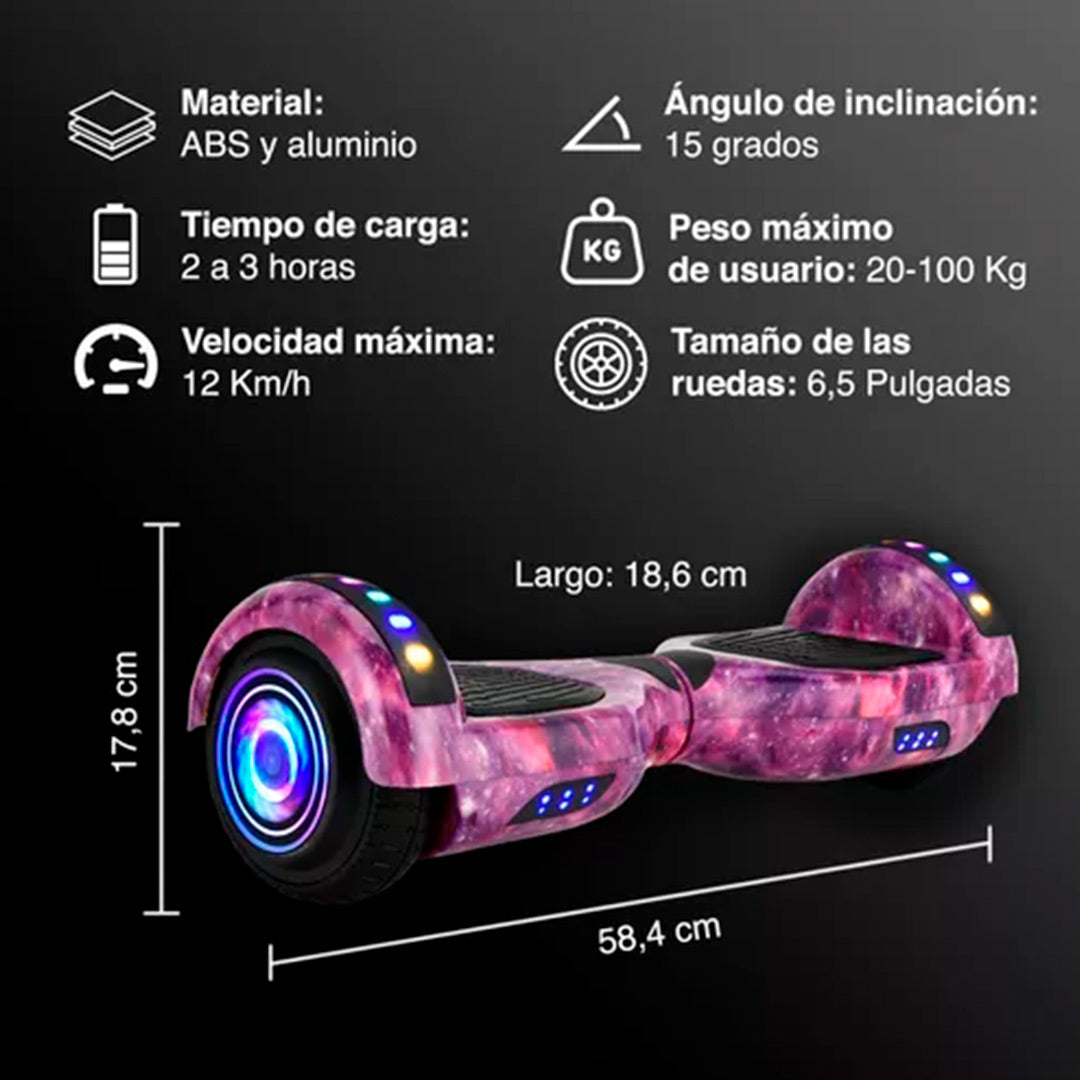 Malumeta Scooter Eléctrica Patineta Con Bluetooth Luces Led