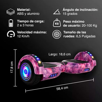 Malumeta Scooter Eléctrica Patineta Con Bluetooth Luces Led