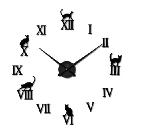 Reloj De Pared Tamaño 100 X 100 Cm 3d  gato