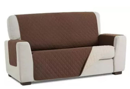 Protector Sofa, Doble Faz 3 Puestos Color Caqui