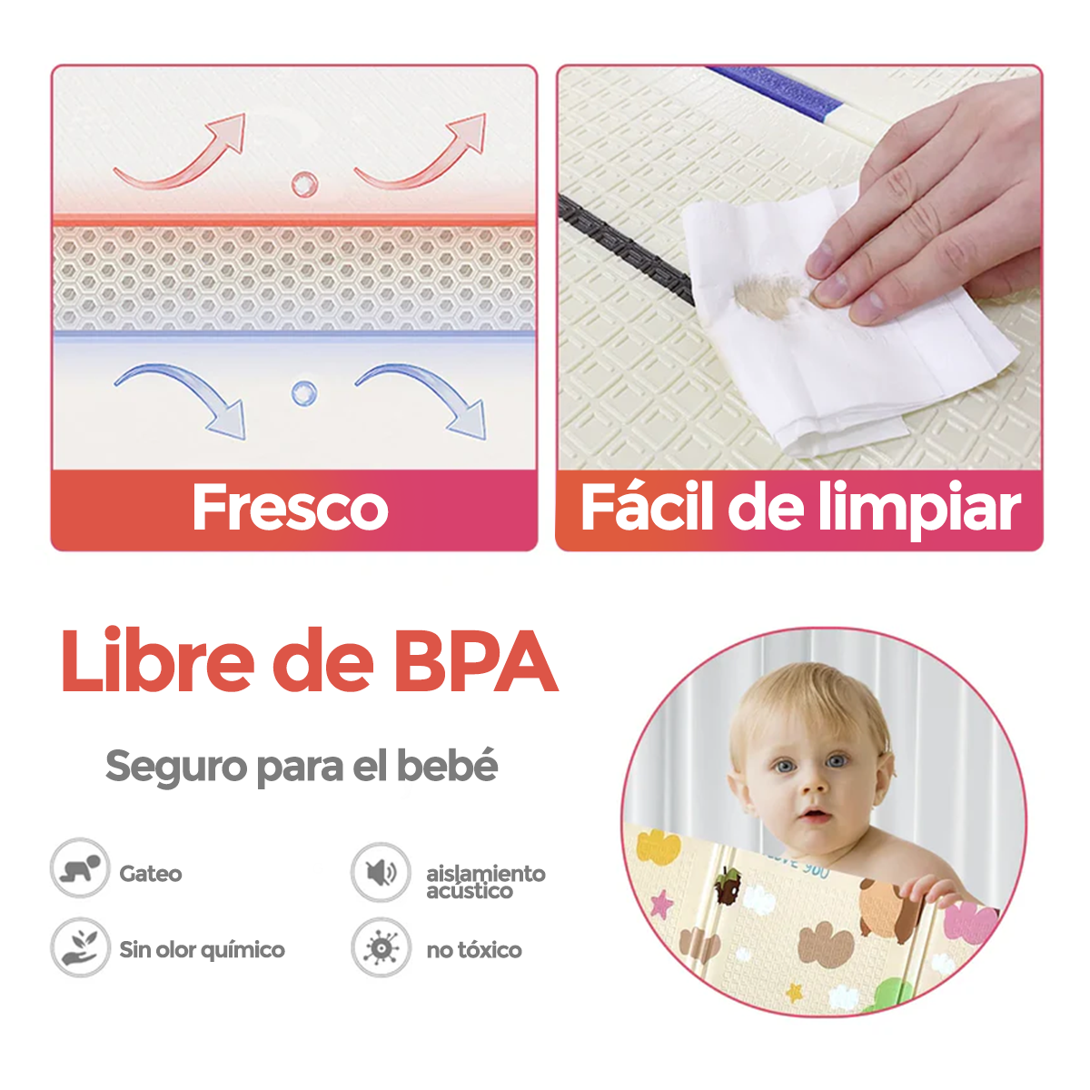 Tapete  Plegable Para Bebe Doble Faz 120x180