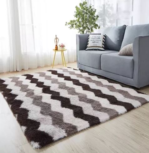 Tapete olas café Alfombra Peluda  Peluche 150 X 200 Cm