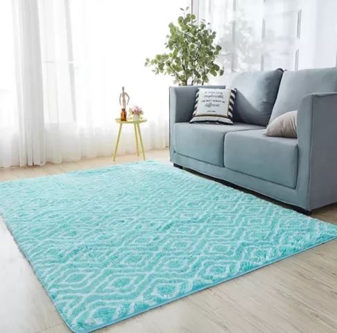 Tapete Alfombra Peluda rombo turquesa 150*200 Cm